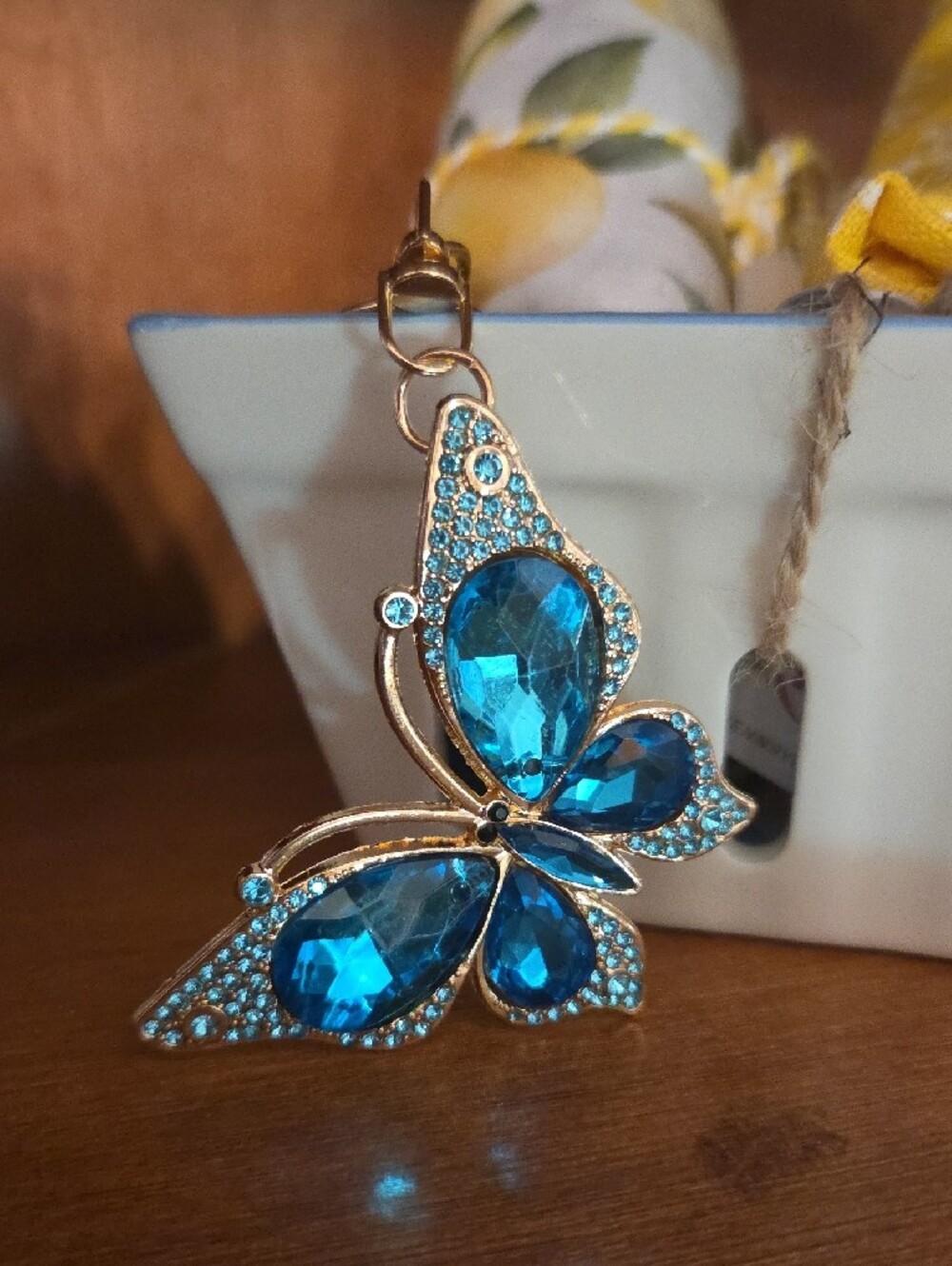 Beautiful Blue Crystal Butterfly Bag Charm